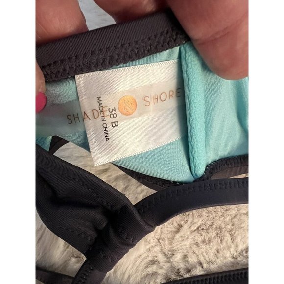 Shade & Shore Gray Racerback Underwire  Boho Swim Top Bikini Size 38B Crochet - Picture 3 of 3